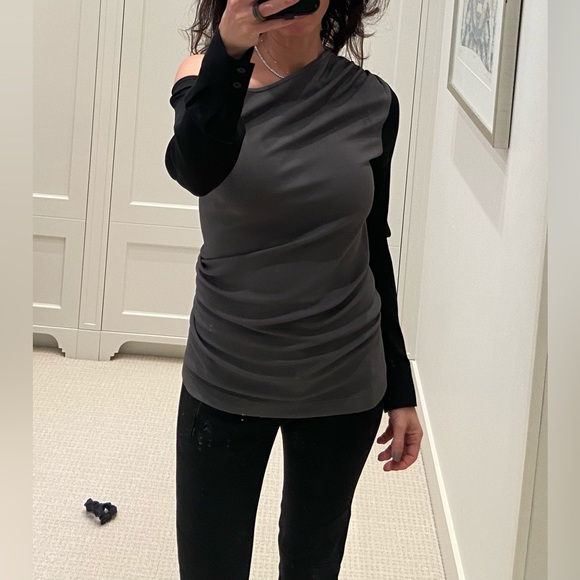 Yigal Azrouel one shoulder black/grey top, size 2 - Picture 9 of 9